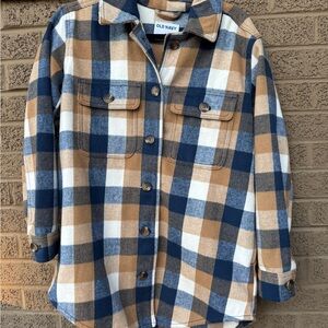 Old Navy Women’s Flannel Shacket- Navy and Tan